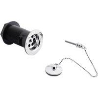 Balterley Ceramic Basin Waste with Brass Plug & Brass Chain, Slotted - Chrome in Silver