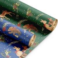 Kraft & Co 2 Pack Christmas Wrapping Paper Roll 44.5cm x 25m (Christmas Bunny)