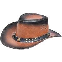 Infinity Leather Australian Western Style Cowboy Outback Real Leather Aussie Bush Hat in Brown | Size: Large