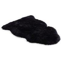 Infinity Leather Genuine Sheepskin Natural Soft Fluffy Real Wool Rug in Black | Size: 90 cm x 60 cm