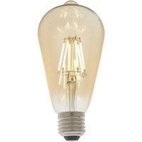 Loops Vintage Style LED Filament Bulb - Pear Shaped E27 Lamp - Amber Tinted Glass in Clear