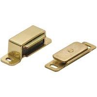 Loops Magnetic Cupboard Door Catch 37mm Fixing Centres 6kg Pull Electro Brassed in Metallics