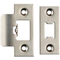 Loops Forend Strike & Fixing Pack Suitable for Tubular Latch Satin Steel in Metallics