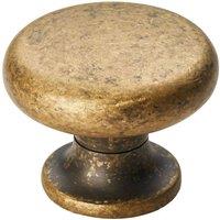 Loops Flat Faced Round Door Knob 34mm Diameter Antique Brass Small Cabinet Handle in Metallics