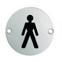 Loops Bathroom Door Male Symbol Sign 76mm Diameter Satin Anodised Aluminium