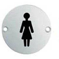 Loops Bathroom Door Female Symbol Sign 76mm Diameter Satin Anodised Aluminium