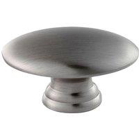 Loops Oval Cabinet Door Knob on Tiered Oval Stem Satin Nickel Cupboard Handle in Metallics