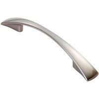 Loops Tapered Pull Handle 138 x 16mm 96mm Fixing Centres Satin Nickel Curved Bow in Metallics