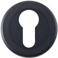 Loops 50mm Euro Profile Round Escutcheon Beveled Edge Concealed Fix Matt Black