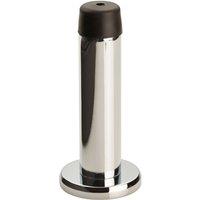 Loops Rubber Tipped Doorstop Cylinder with Rose Wall Mounted 71mm Polished Chrome