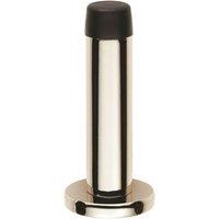 Loops Rubber Tipped Doorstop Cylinder with Rose Wall Mounted 71mm Polished Nickel in Metallics
