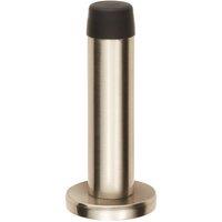 Loops Rubber Tipped Doorstop Cylinder with Rose Wall Mounted 71mm Satin Nickel in Metallics