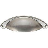 Loops Traditional Cup Pull Handle 104 x 26mm 64mm Fixing Centres Satin Nickel in Metallics