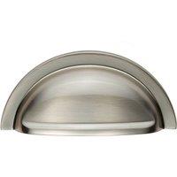 Loops Cabinet Cup Pull Handle 91 x 45mm 76mm Fixing Centres Satin Nickel in Metallics