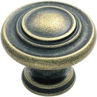 Loops Round Ringed Pattern Door Knob 32mm Diameter Antique Brass Cabinet Handle in Metallics