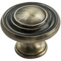 Loops Round Ringed Pattern Door Knob 32mm Diameter Antique Burnished Brass Handle in Metallics