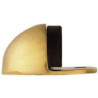 Loops Floor mounted Oval Doorstop 44 x 22mm Polished Brass Half Moon Stopper in Metallics