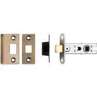 Loops 64mm Tubular Mortice Door Latch Bolt Through Square Forends Antique Brass in Metallics