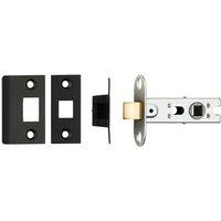 Loops 64mm Tubular Mortice Door Latch Bolt Through Square Forends Matt Black