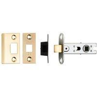 Loops 64mm Tubular Mortice Door Latch Bolt Through Square Forends Satin Brass in Metallics