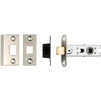 Loops 64mm Tubular Mortice Door Latch Bolt Through Square Forends Satin Nickel in Metallics