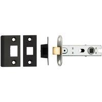 Loops 76mm Tubular Mortice Door Latch Bolt Through Square Forends Matt Black