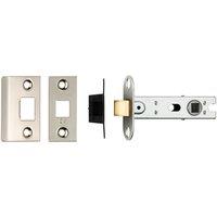 Loops 76mm Tubular Mortice Door Latch Bolt Through Square Forends Nickel Plated in Metallics