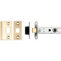 Loops 76mm Tubular Mortice Door Latch Bolt Through Square Forends Satin Brass in Metallics