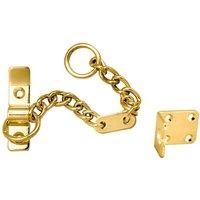 Loops Heavy Duty Door Security Chain 195.5mm Length Electro Brassed Door Restrictor in Metallics