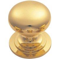 Loops Victorian Round Cupboard Door Knob 25mm Dia Polished Brass Cabinet Handle in Metallics