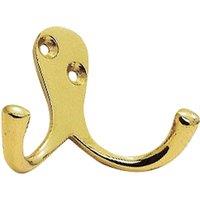 Loops Victorian One Piece Double Bathroom Robe Hook 26mm Projection Polished Brass in Metallics