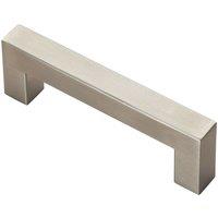 Loops Square Linear Block Pull Handle 110 x 14mm 96mm Fixing Centres Satin Steel in Metallics