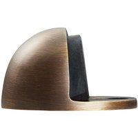 Loops Floor mounted Oval Doorstop 44 x 22mm Antique Brass Half Moon Stopper in Metallics