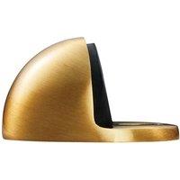 Loops Floor mounted Oval Doorstop 44 x 22mm Satin Brass Half Moon Stopper in Metallics