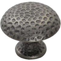 Loops Dimpled Mushroom Cupboard Door Knob 38mm Dia Antique Steel Cabinet Handle in Metallics