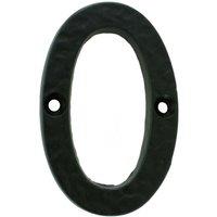 Loops Black Antique Door Number 0 78mm Height 8mm Depth Iron Face Numeral Plaque
