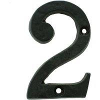 Loops Black Antique Door Number 2 78mm Height 8mm Depth Iron Face Numeral Plaque