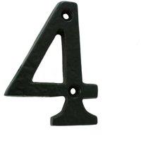 Loops Black Antique Door Number 4 78mm Height 8mm Depth Iron Face Numeral Plaque