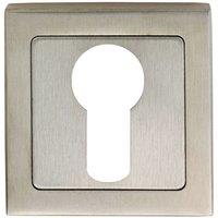 Loops Square Euro Profile Escutcheon Concealed Fix 52 x 52mm Bright Satin Steel in Metallics