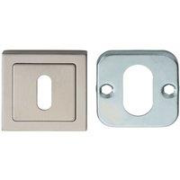 Loops Square Lock Profile Escutcheon Concealed Fix 52 x 52mm Bright Satin Steel in Metallics