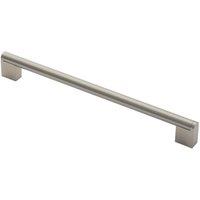 Loops Round Bar Pull Handle 296 x 14mm 256mm Fixing Centres Satin Nickel & Steel in Metallics