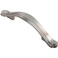 Loops Stepped Edge Cupboard Bow Pull Handle 76mm Fixing Centres Satin Nickel in Metallics