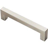 Loops Square Linear Block Pull Handle 142 x 14mm 128mm Fixing Centres Satin Steel in Metallics