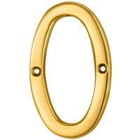 Loops Polished Brass Door Number 0 75mm Height 4mm Depth House Numeral Plaque in Metallics