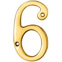 Loops Polished Brass Door Number 6/9 75mm Height 4mm Depth House Numeral Plaque in Metallics
