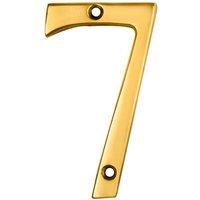 Loops Polished Brass Door Number 7 75mm Height 4mm Depth House Numeral Plaque in Metallics