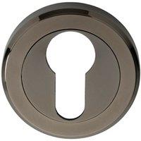 Loops 50mm Euro Profile Round Escutcheon Beveled Edge Concealed Fix Black Nickel in Metallics