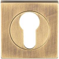 Loops Square Euro Profile Escutcheon 52 x 52mm Concealed Fix Antique Brass in Metallics