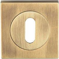 Loops Square Lock Profile Escutcheon 51 x 51mm Concealed Fix Antique Brass in Metallics