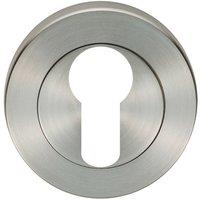 Loops Round Euro Profile Escutcheon 52mm Dia Concealed Fix Satin Steel in Metallics